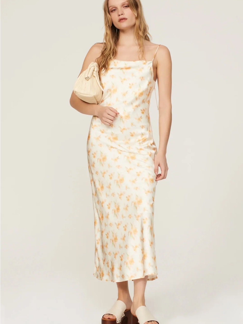 Holzweiler Eila Satin Floral Yellow Dress